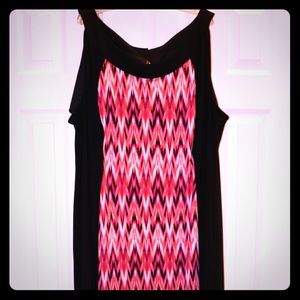 Pink, semi-Chevron maxi dress from Catherine’s